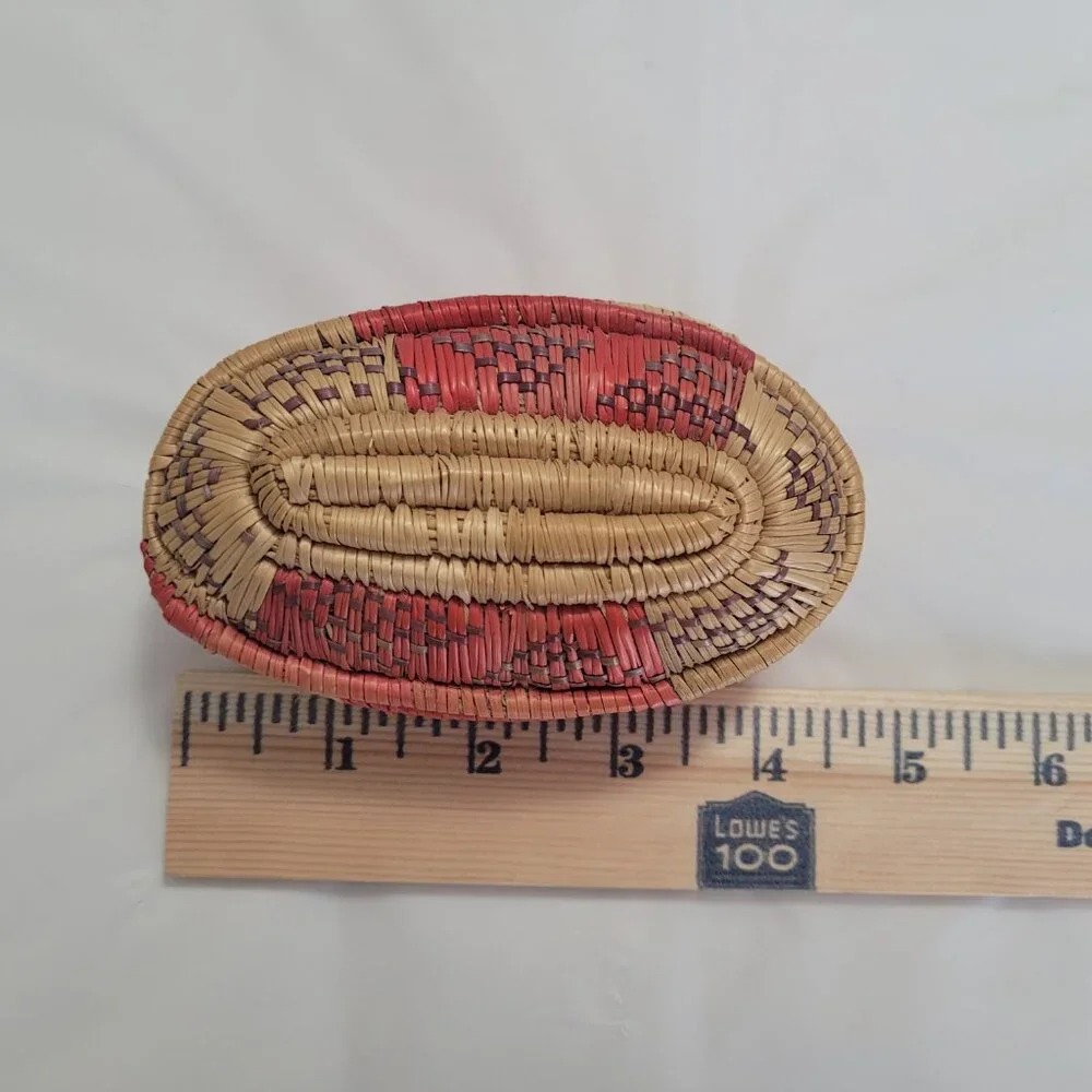 Jewlery Trinket Baskets 2 Small Woven Vintage Handmade